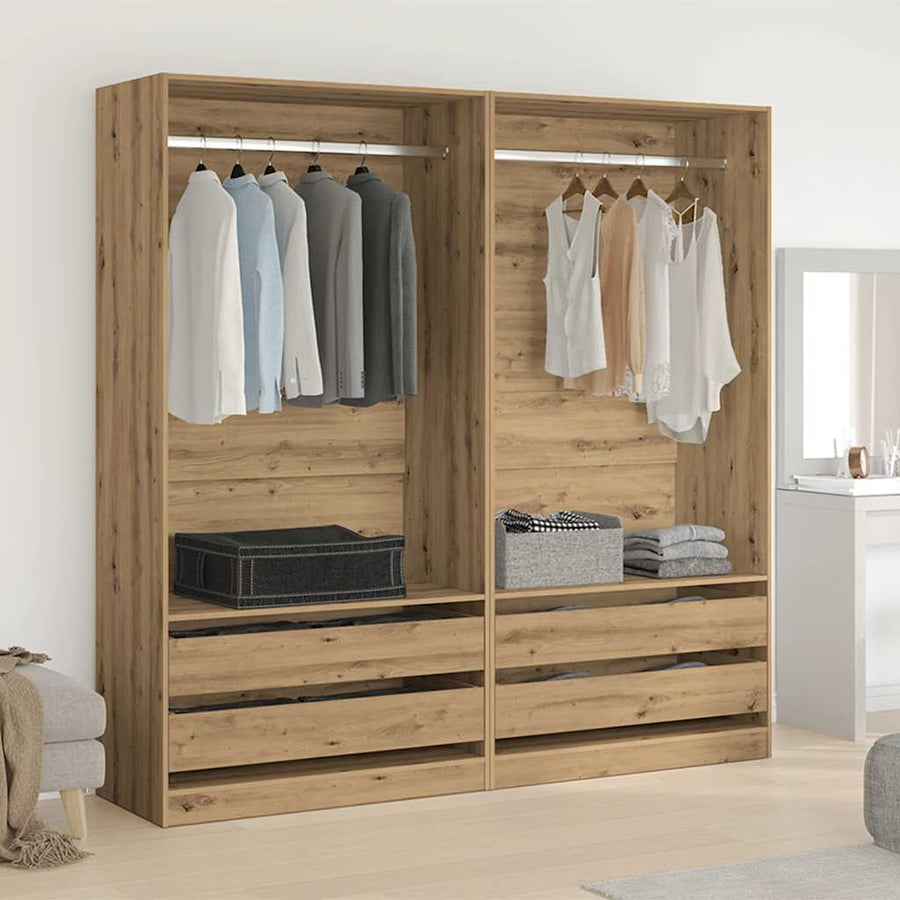 Kledingkast 100x50x200 cm bewerkt hout artisanaal eikenkleurig
