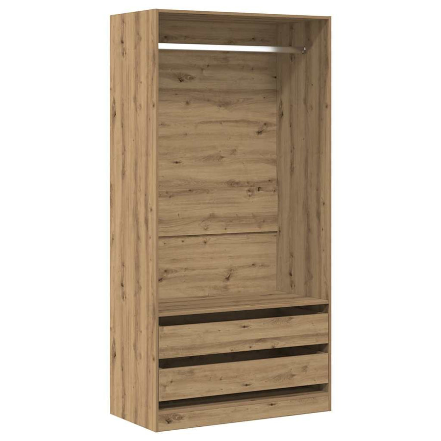 Kledingkast 100x50x200 cm bewerkt hout artisanaal eikenkleurig