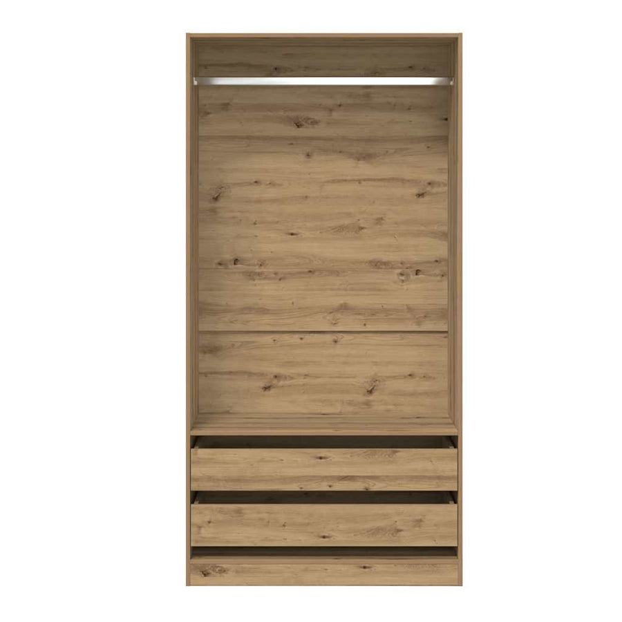 Kledingkast 100x50x200 cm bewerkt hout artisanaal eikenkleurig