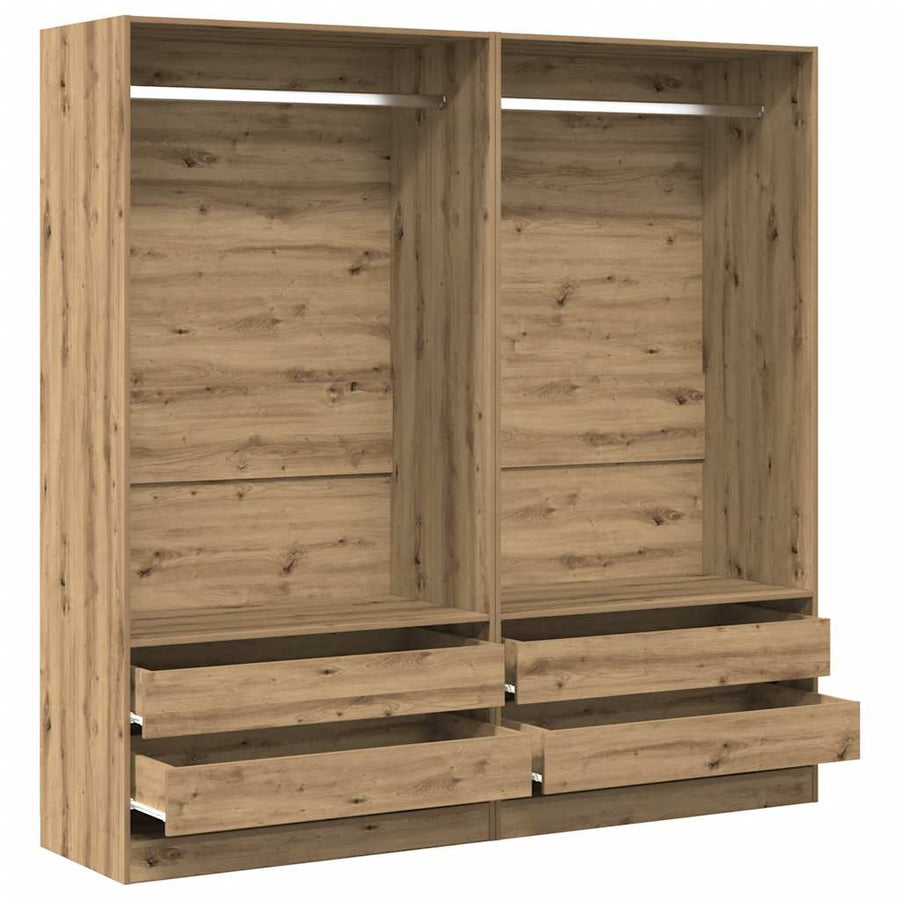 Kledingkast 100x50x200 cm bewerkt hout artisanaal eikenkleurig