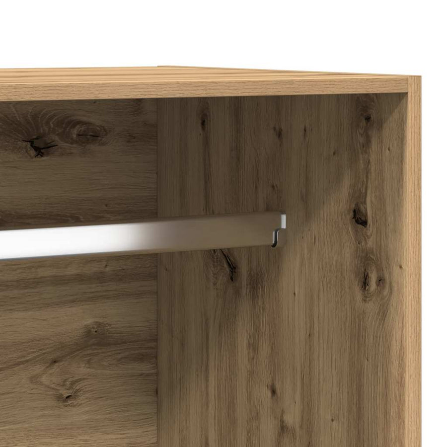 Kledingkast 100x50x200 cm bewerkt hout artisanaal eikenkleurig