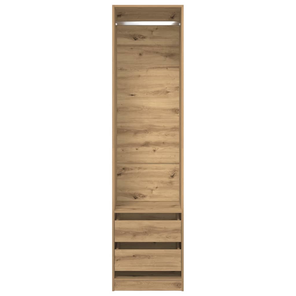 Kledingkast 50x50x200 cm bewerkt hout artisanaal eikenkleurig