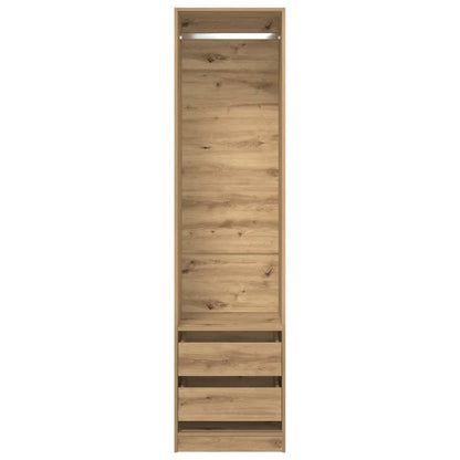 Kledingkast 50x50x200 cm bewerkt hout artisanaal eikenkleurig