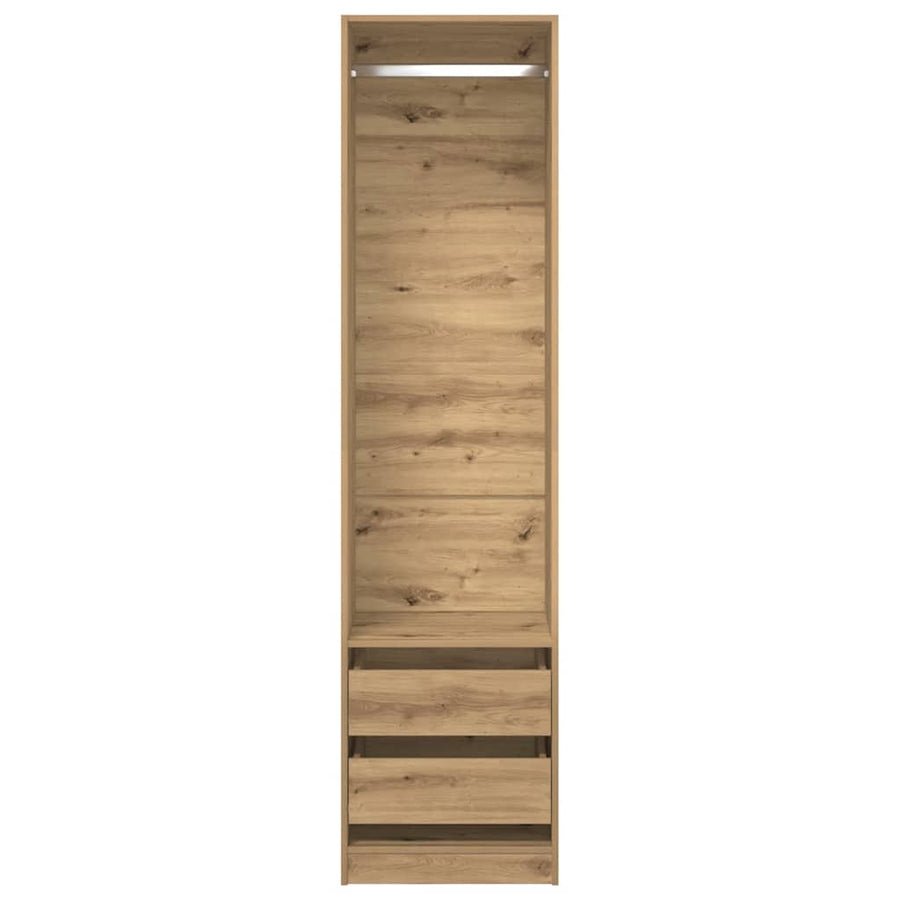 Kledingkast 50x50x200 cm bewerkt hout artisanaal eikenkleurig