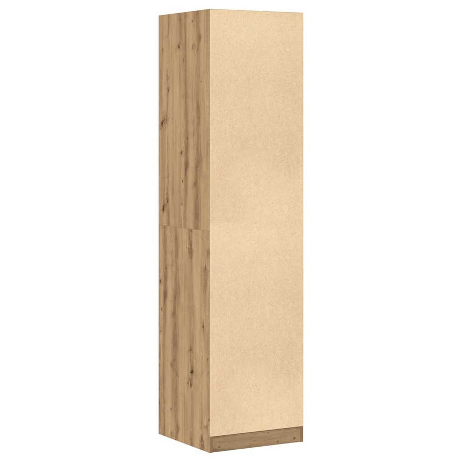 Kledingkast 50x50x200 cm bewerkt hout artisanaal eikenkleurig