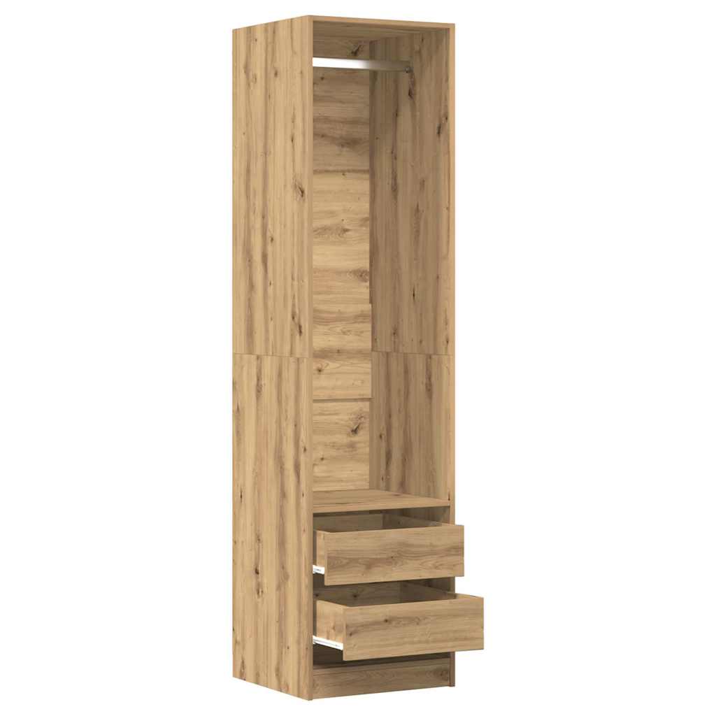 Kledingkast 50x50x200 cm bewerkt hout artisanaal eikenkleurig
