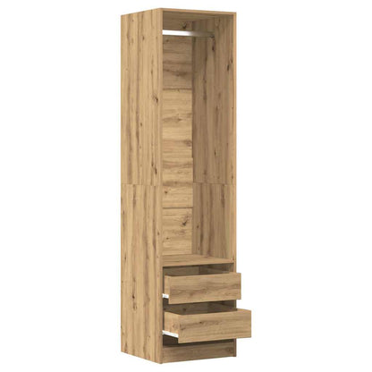 Kledingkast 50x50x200 cm bewerkt hout artisanaal eikenkleurig