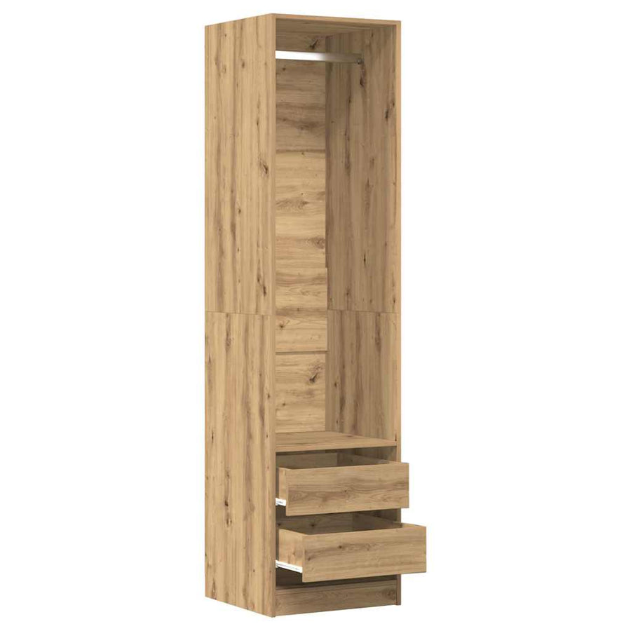 Kledingkast 50x50x200 cm bewerkt hout artisanaal eikenkleurig