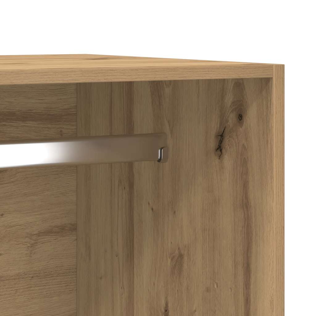 Kledingkast 50x50x200 cm bewerkt hout artisanaal eikenkleurig