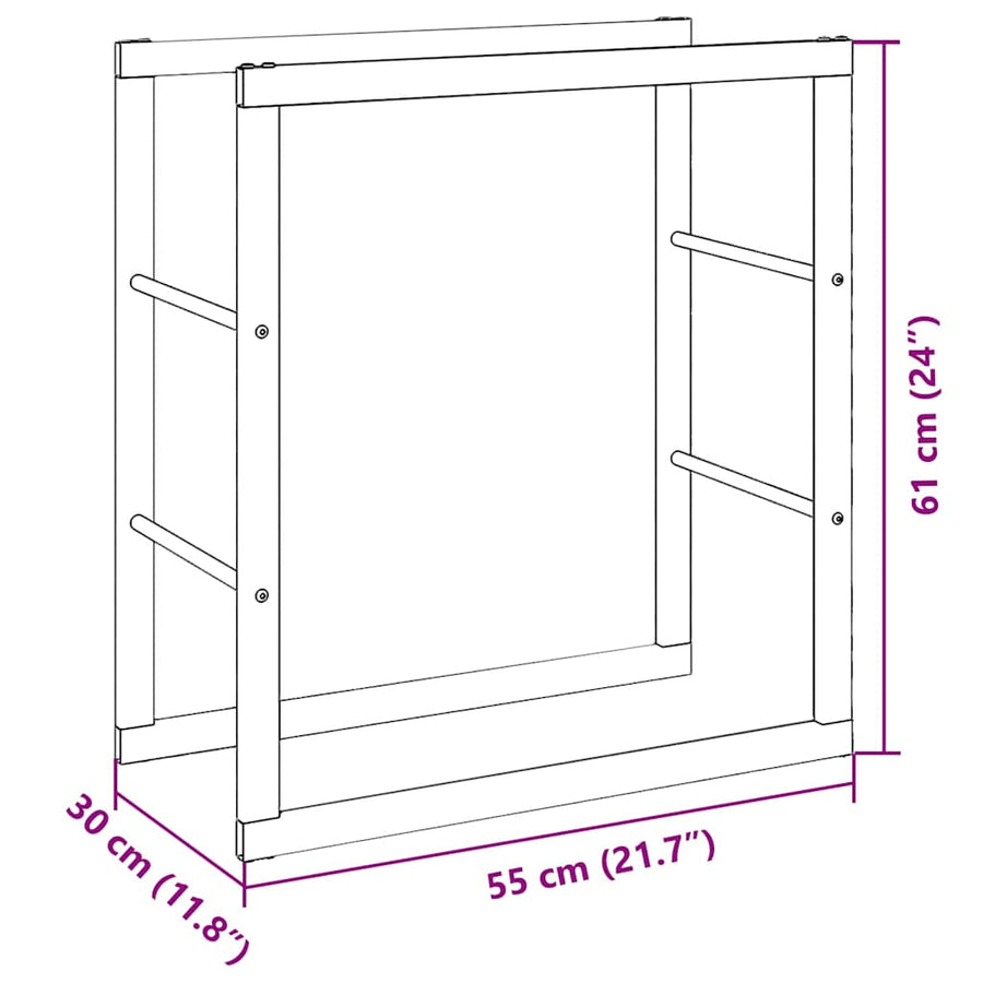 Haardhoutrek 55x30x61 cm staal zwart