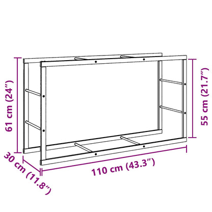 Haardhoutrek 110x30x61 cm staal zwart