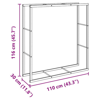 Haardhoutrek 110x30x116 cm staal zwart