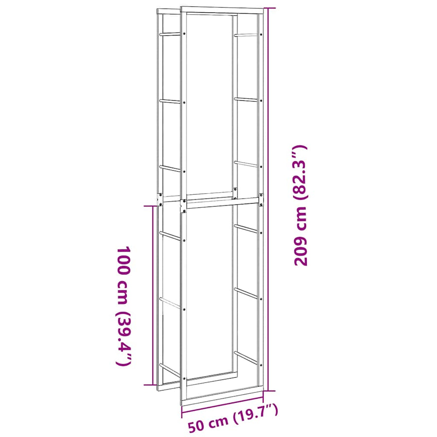 Haardhoutrek 50x30x209 cm staal zwart