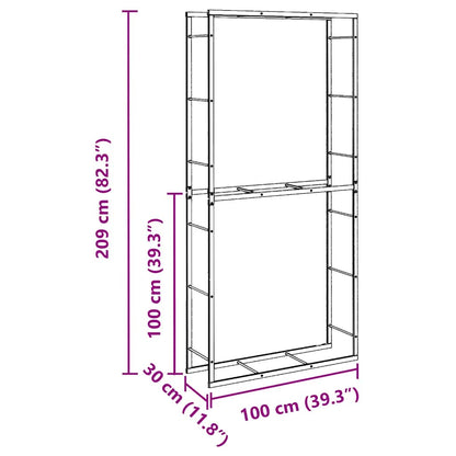 Haardhoutrek 100x30x209 cm staal zwart
