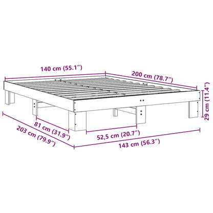 Bedframe zonder matras 140x200 cm massief hout eiken