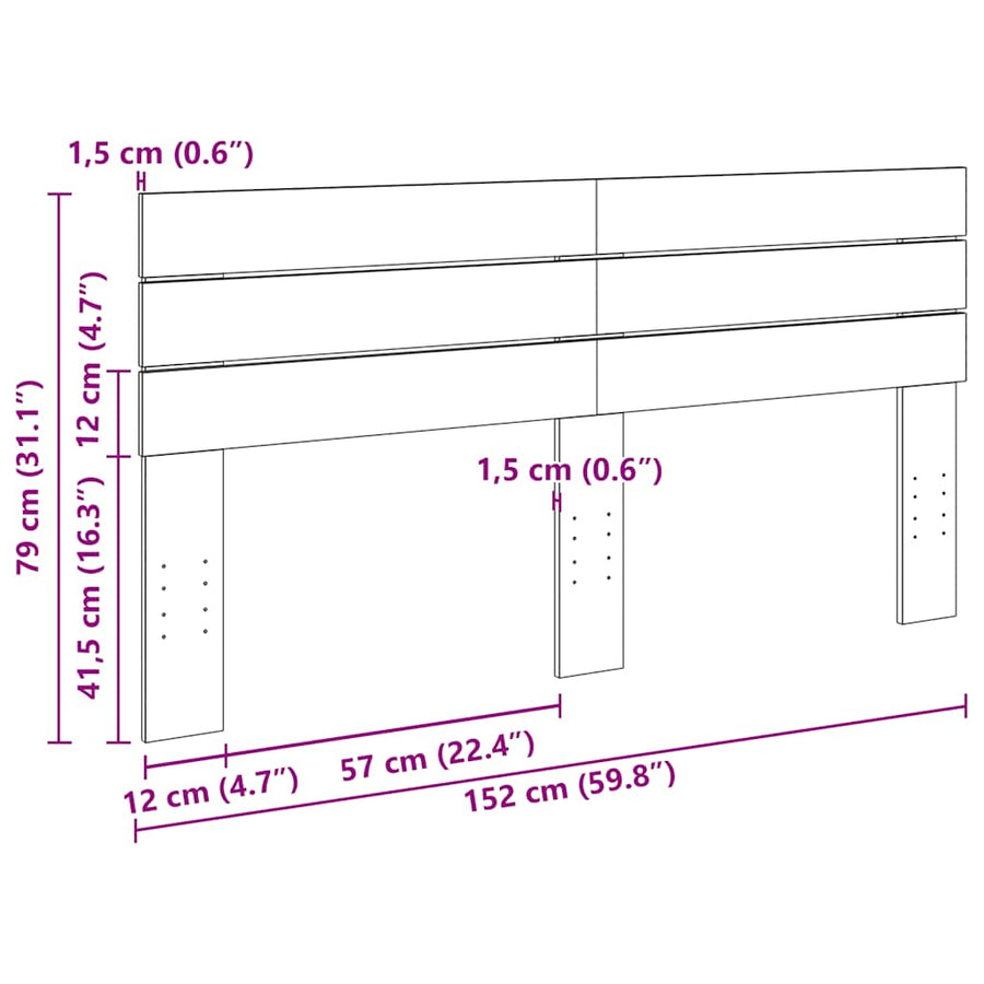 Hoofdbord 150 cm massief hout eiken