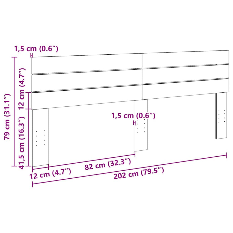 Hoofdbord 200 cm massief hout eiken