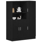 2-piece Kitchen Cabinet Set carved wood black