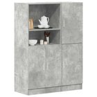 2-piece Kitchen Cabinet Set carved wood concrete grey