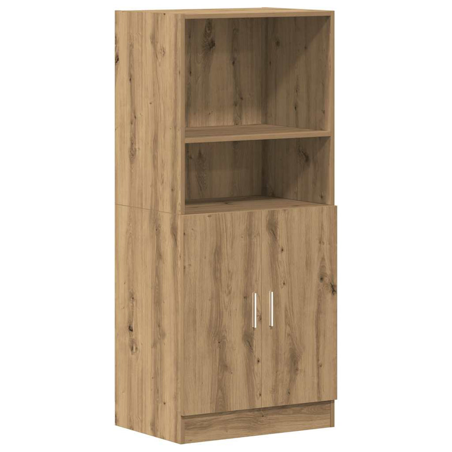 2-delige Keukenkastenset bewerkt hout artisanaal eikenkleur