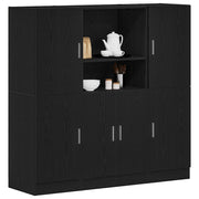 Keukenkastenset 3-delig bewerkt hout zwart