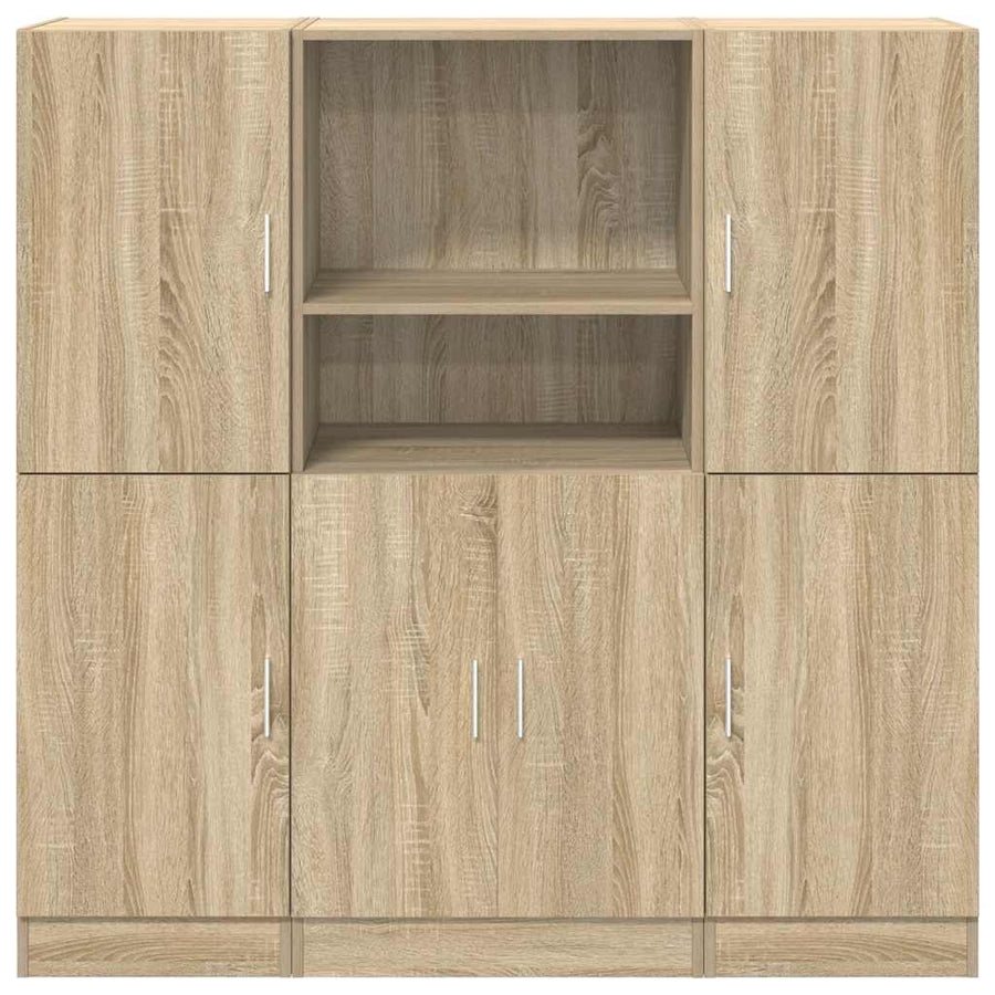 3-delige Keukenkastenset bewerkt hout sonoma eikenkleurig