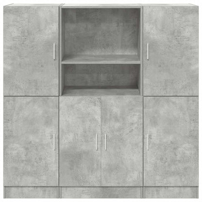 3-delige Keukenkastenset bewerkt hout betongrijs