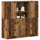 Keukenkastenset 3-delig bewerkt hout oud houtkleurig 133x41,5x131,5 cm