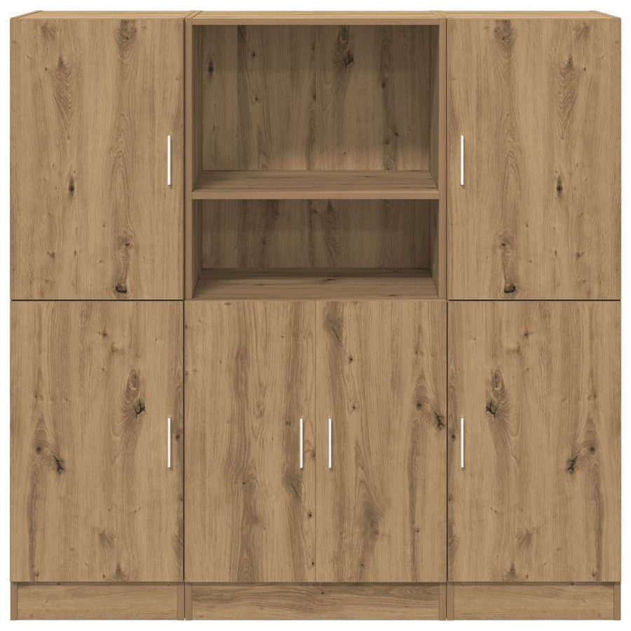 3-delige Keukenkastenset bewerkt hout artisanaal eikenkleur