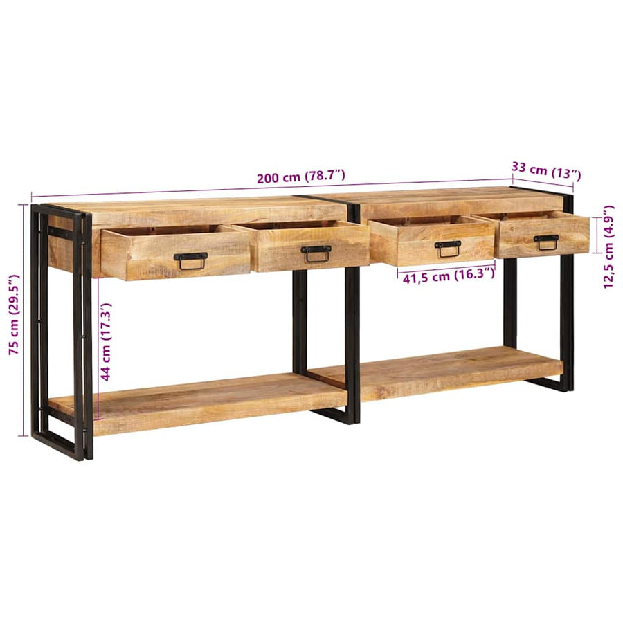 Wandtafels 2 pcs Bruin 200 x 33 x 75 cm Massief Mango Hout