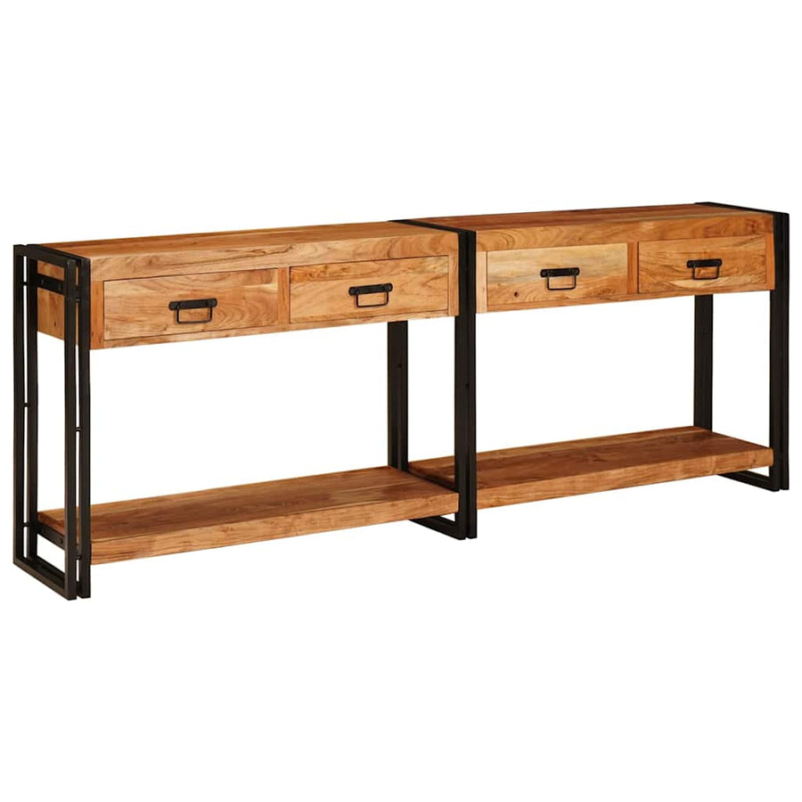 Wandtafels 2 pcs Bruin 200 x 33 x 75 cm Massief acaciahout
