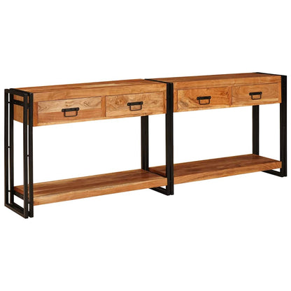 Wandtafels 2 pcs Bruin 200 x 33 x 75 cm Massief acaciahout