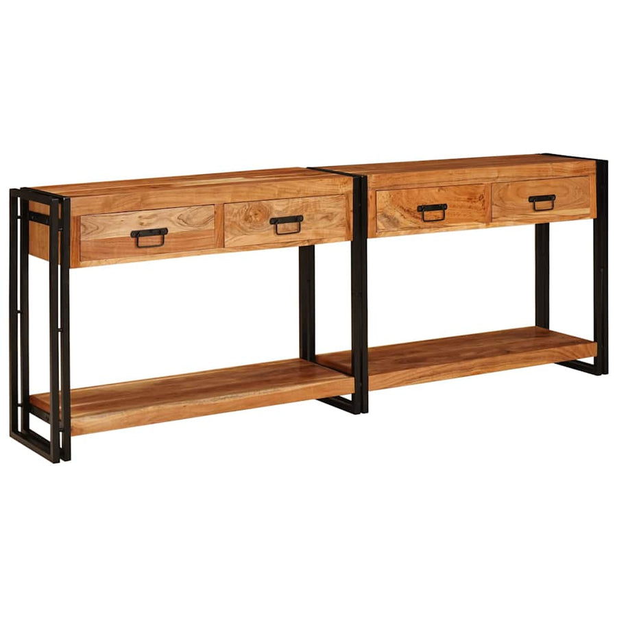 Wandtafels 2 pcs Bruin 200 x 33 x 75 cm Massief acaciahout