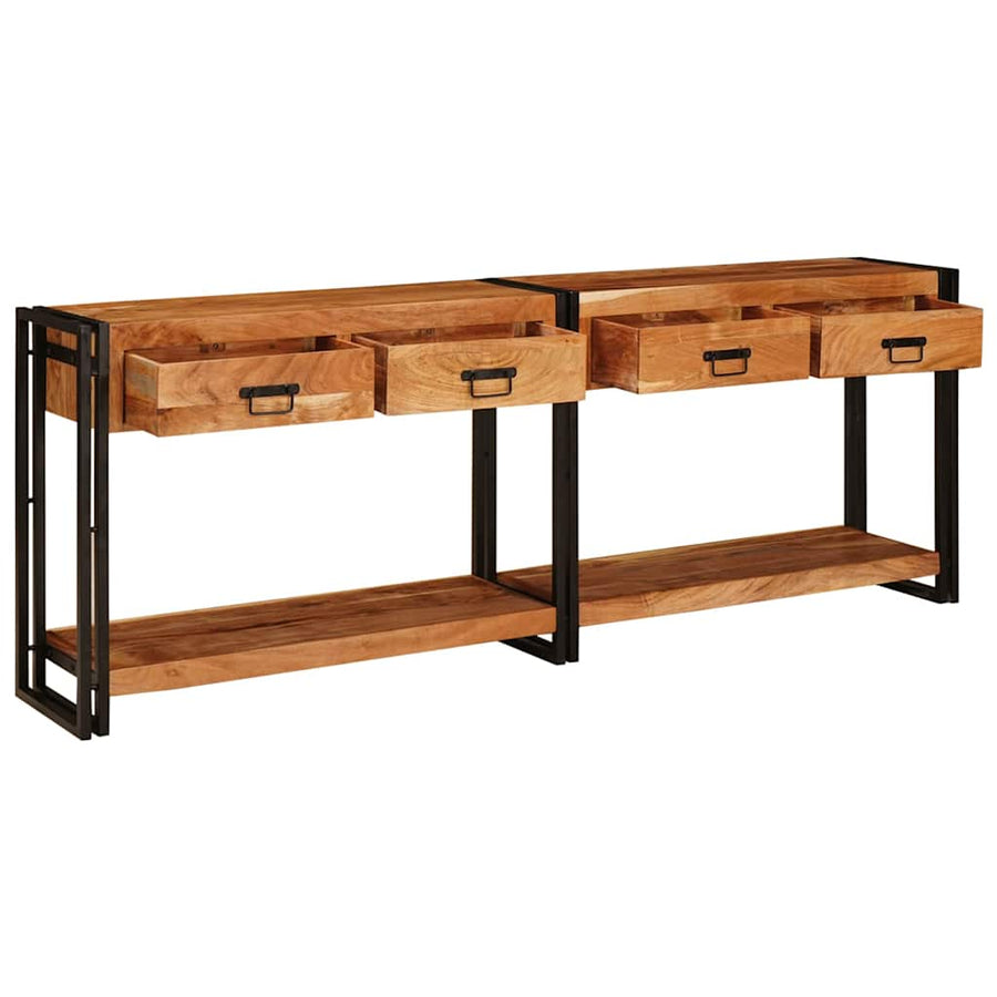 Wandtafels 2 pcs Bruin 200 x 33 x 75 cm Massief acaciahout