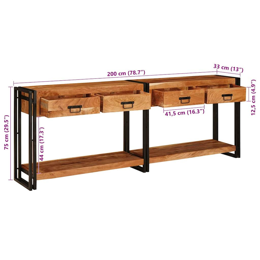Wandtafels 2 pcs Bruin 200 x 33 x 75 cm Massief acaciahout