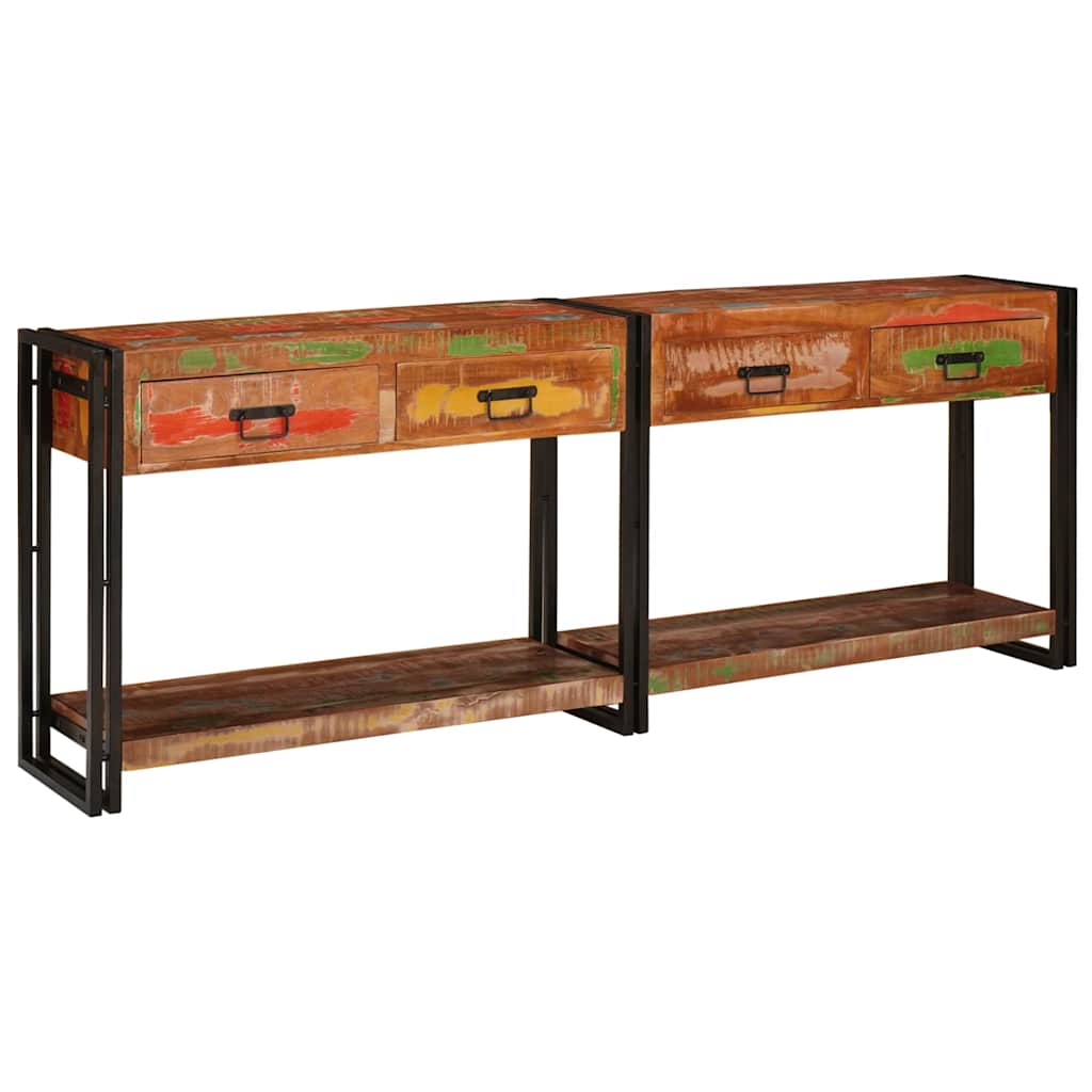 Wandtafels met lade met plank Anders met opslag 2 pcs Multikleur Massief gerecycled hout