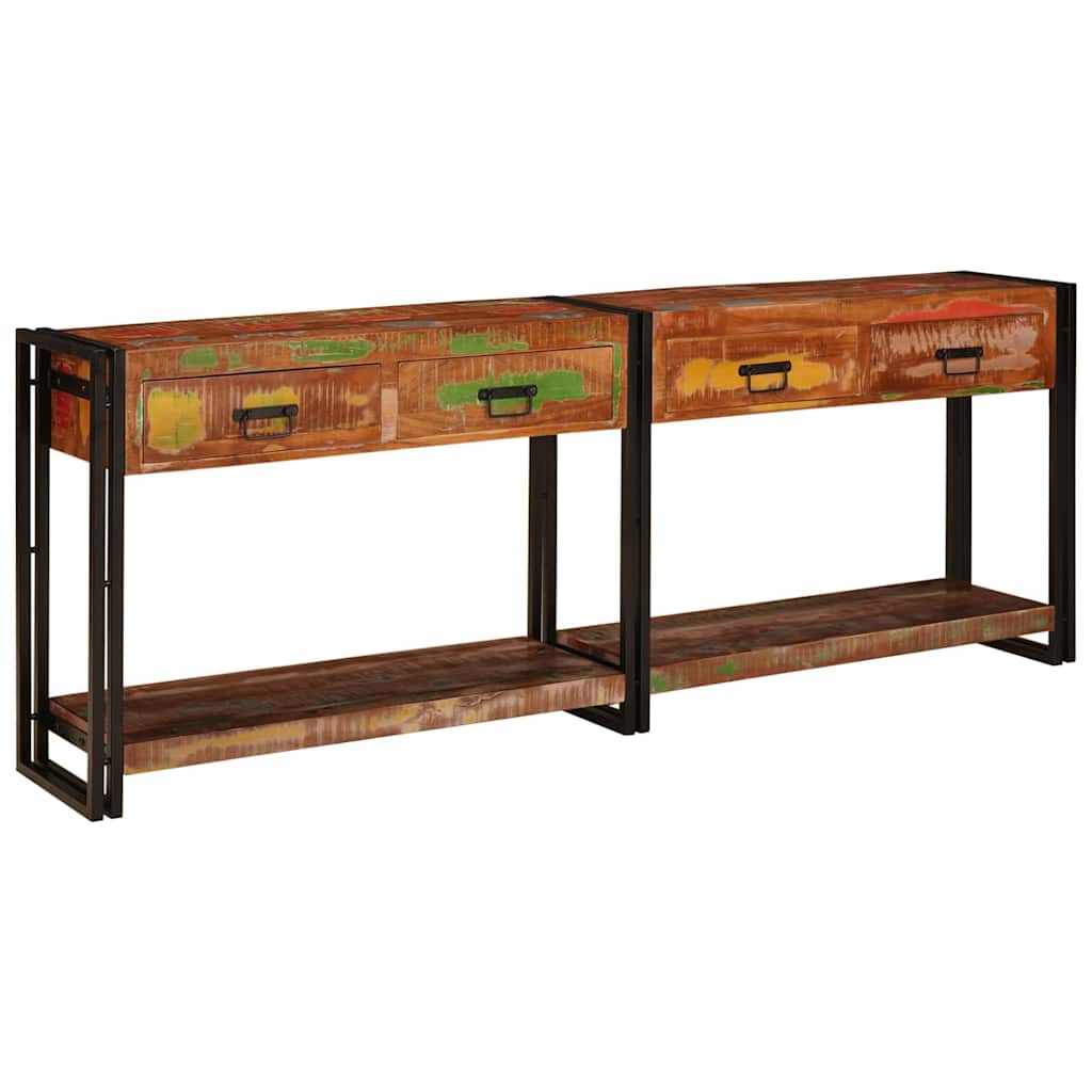 Wandtafels met lade met plank Anders met opslag 2 pcs Multikleur Massief gerecycled hout