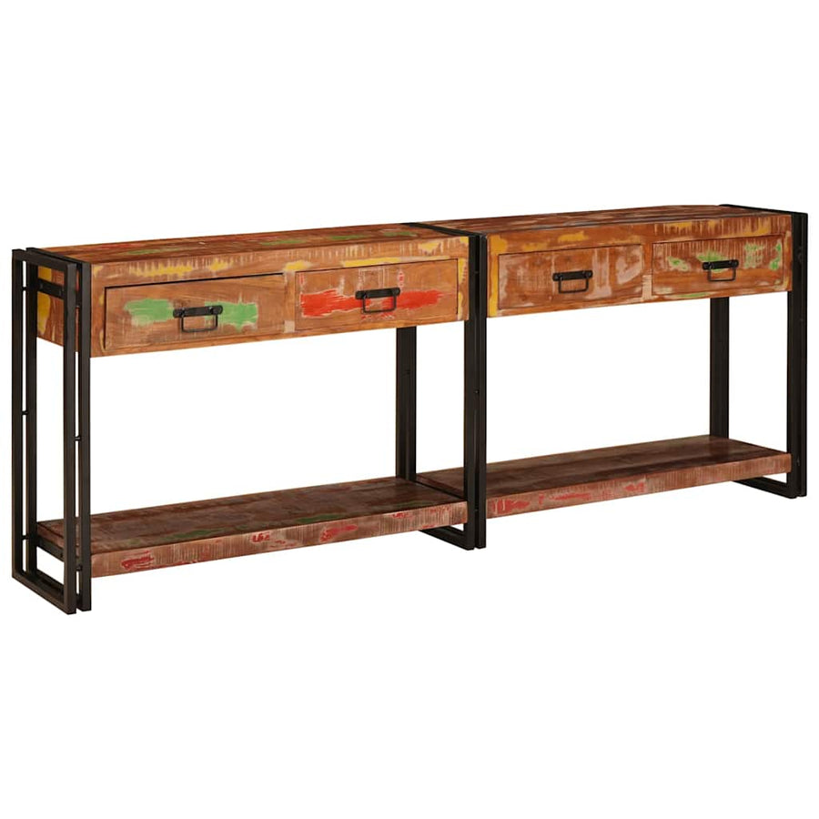 Wandtafels met lade met plank Anders met opslag 2 pcs Multikleur Massief gerecycled hout