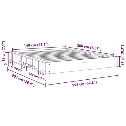 Bedframe zonder matras 140x200 cm massief hout eiken