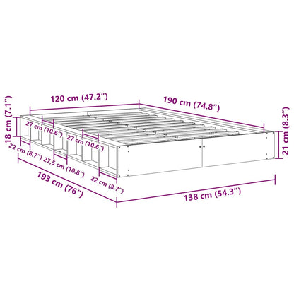 Bedframe zonder matras 120x190 cm massief hout eiken
