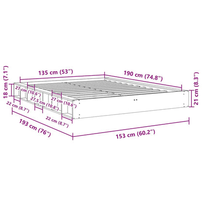 Bedframe zonder matras 135x190 cm massief hout eiken