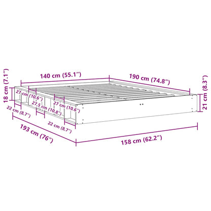 Bedframe zonder matras 140x190 cm massief hout eiken