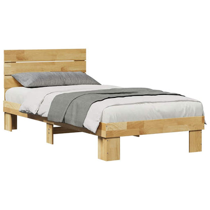 Bedframe hoofdeinde zonder matras 80x200 cm massief hout eiken