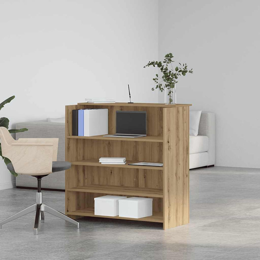 Receptiebalie 100X50X103,5Cm Bewerkt Hout Artisanaal Eikenkleur