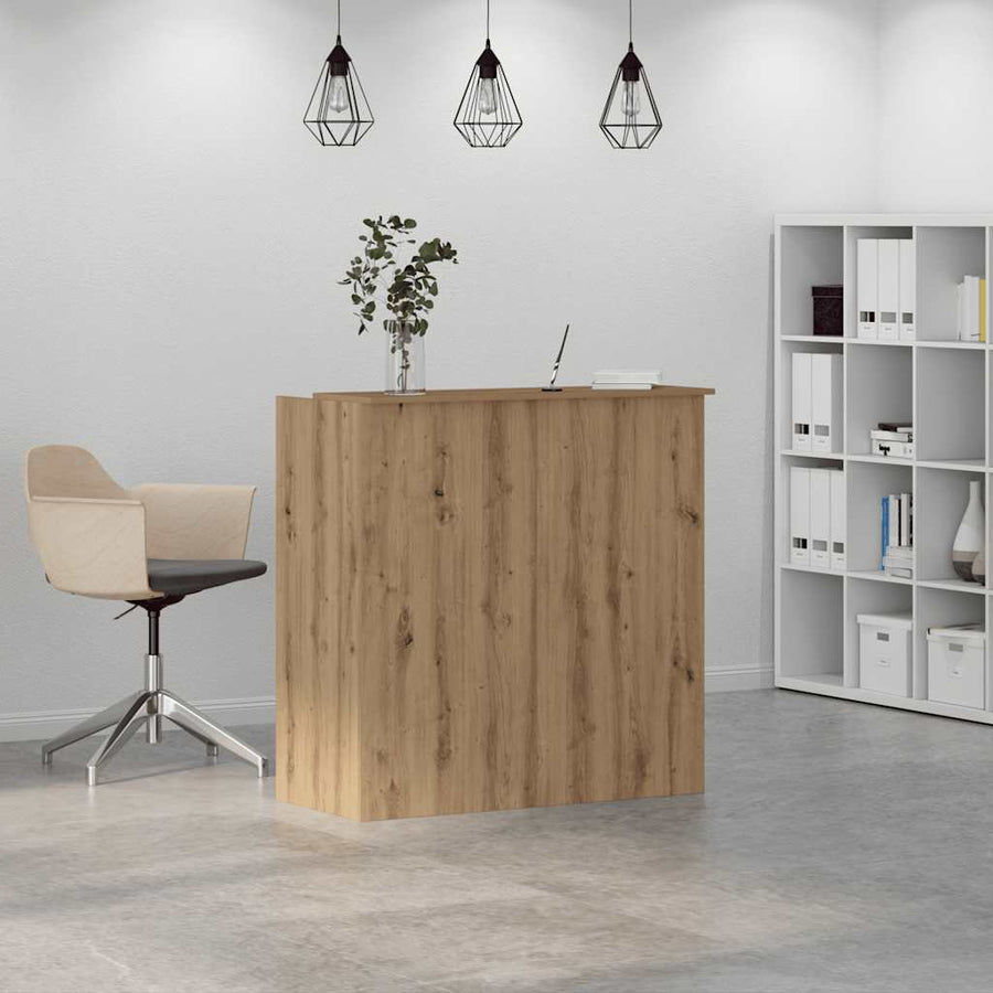 Receptiebalie 100X50X103,5Cm Bewerkt Hout Artisanaal Eikenkleur