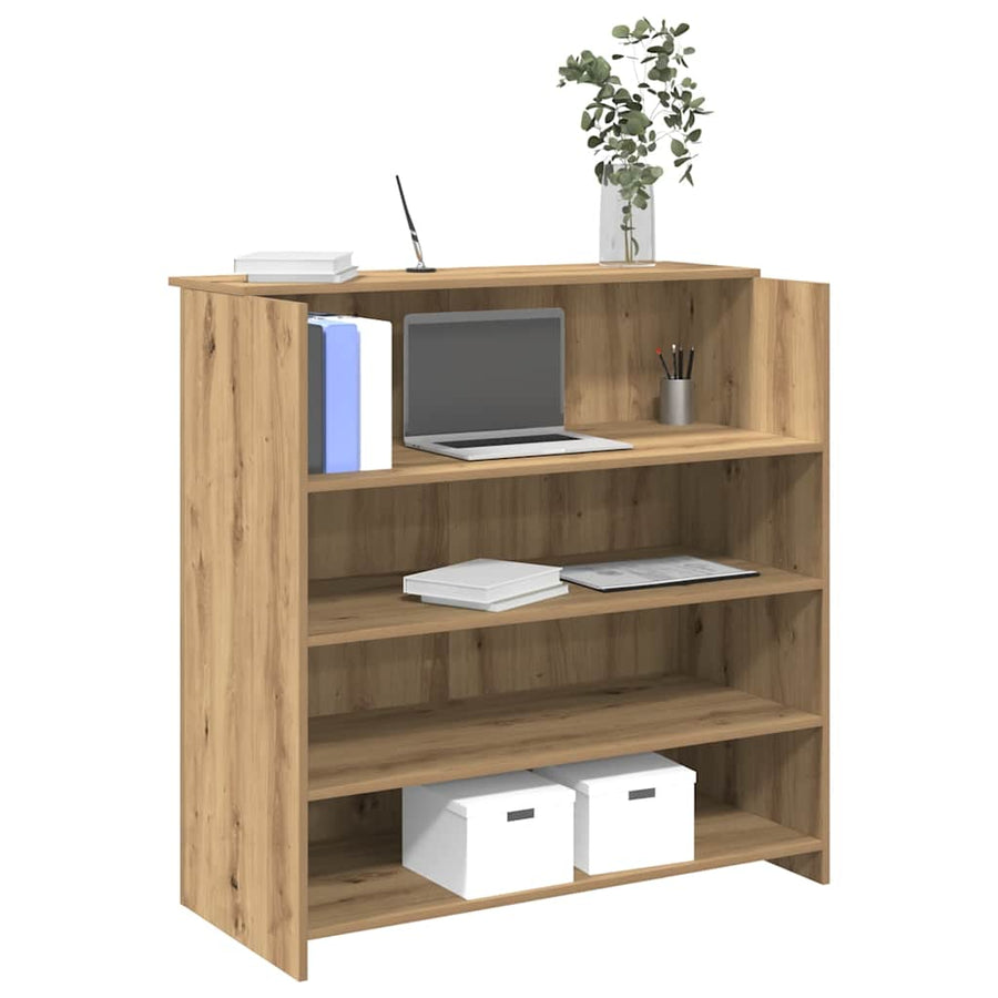 Receptiebalie 100X50X103,5Cm Bewerkt Hout Artisanaal Eikenkleur