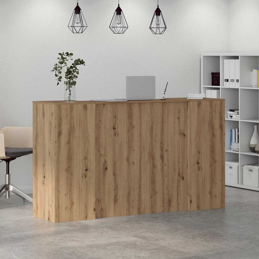 Receptiebalie 180X50X103,5Cm Bewerkt Hout Artisanaal Eikenkleur