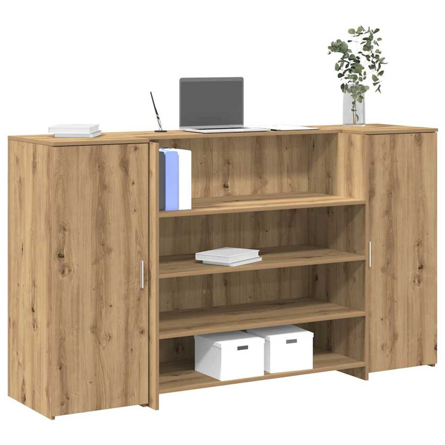 Receptiebalie 180X50X103,5Cm Bewerkt Hout Artisanaal Eikenkleur
