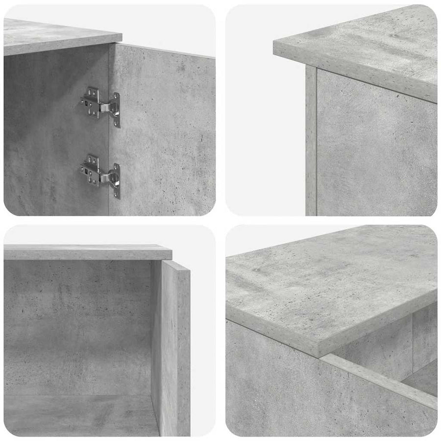 Receptiebalie 200x50x103,5 cm bewerkt hout betongrijs
