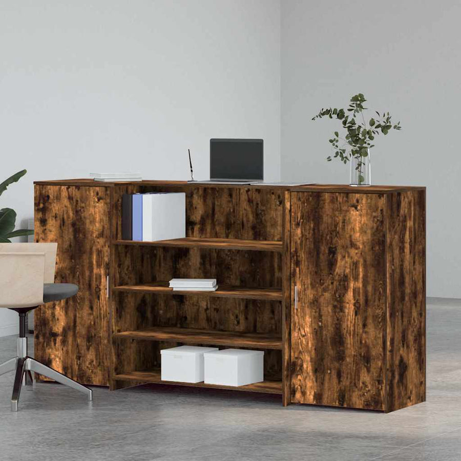 Receptiebalie 200x50x103,5 cm bewerkt hout gerookt eikenkleurig